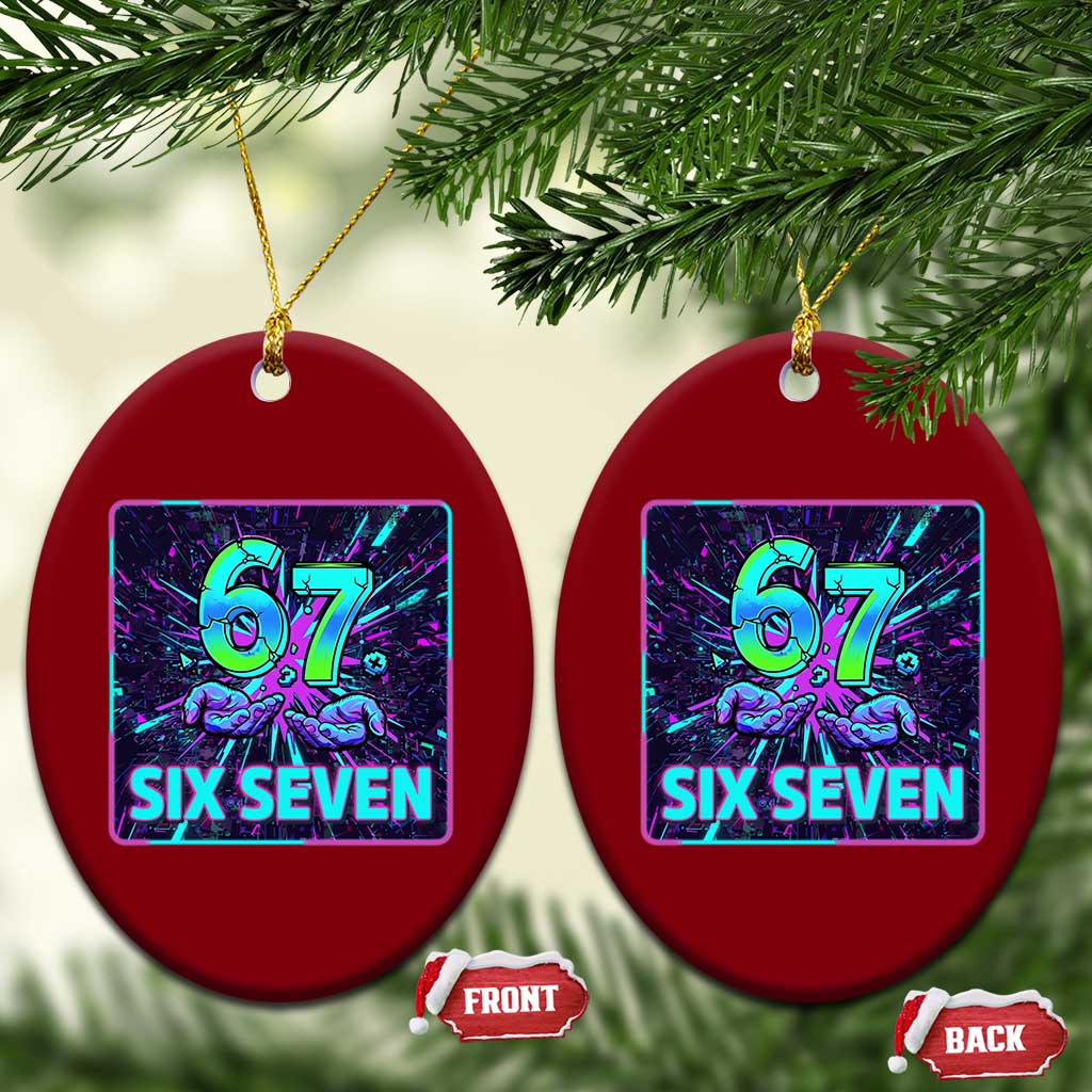Funny Six Seven Meme Ceramic Ornament Cyberpunk Neon Style TS12 Print Your Wear