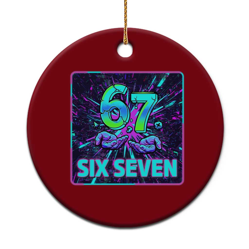 Funny Six Seven Meme Ceramic Ornament Cyberpunk Neon Style TS12 1pc Red Print Your Wear