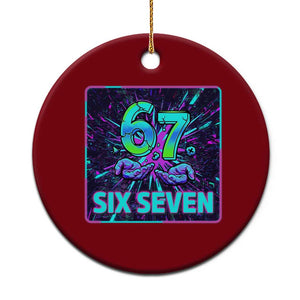 Funny Six Seven Meme Ceramic Ornament Cyberpunk Neon Style TS12 1pc Red Print Your Wear