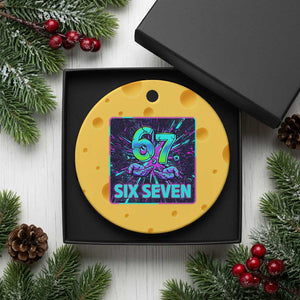 Funny Six Seven Meme Ceramic Ornament Cyberpunk Neon Style TS12 1pc Yellow Cheese Print Your Wear