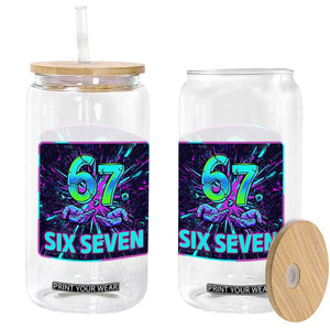 Funny Six Seven Meme Glass Can Cyberpunk Neon Style TS12 Print Your Wear