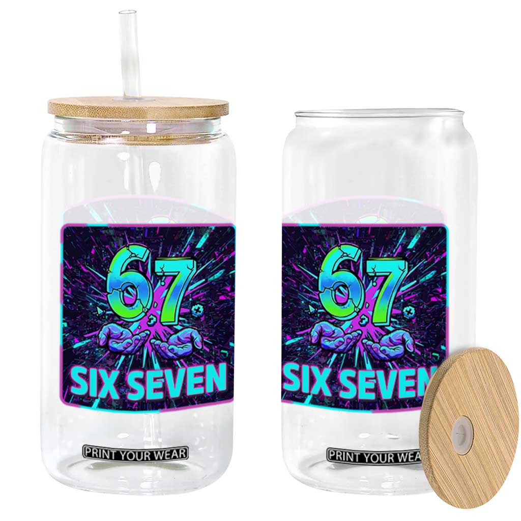 Funny Six Seven Meme Glass Can Cyberpunk Neon Style TS12 Print Your Wear