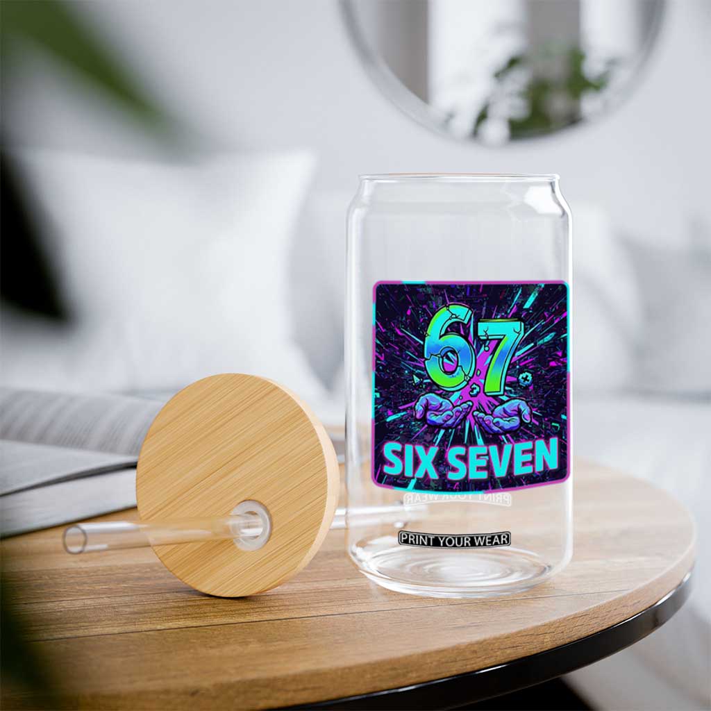 Funny Six Seven Meme Glass Can Cyberpunk Neon Style TS12 Print Your Wear