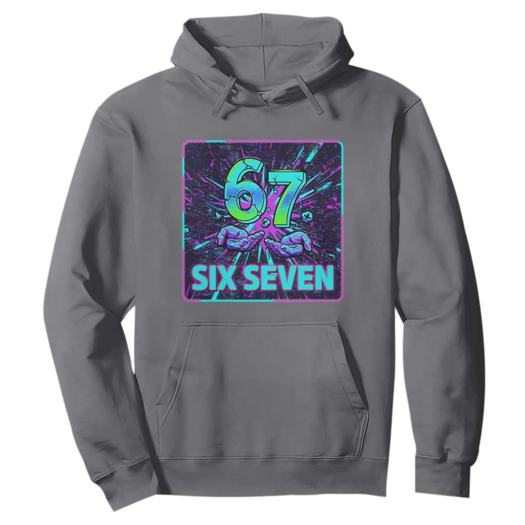 Funny Six Seven Meme Hoodie Cyberpunk Neon Style TS12 Charcoal Print Your Wear