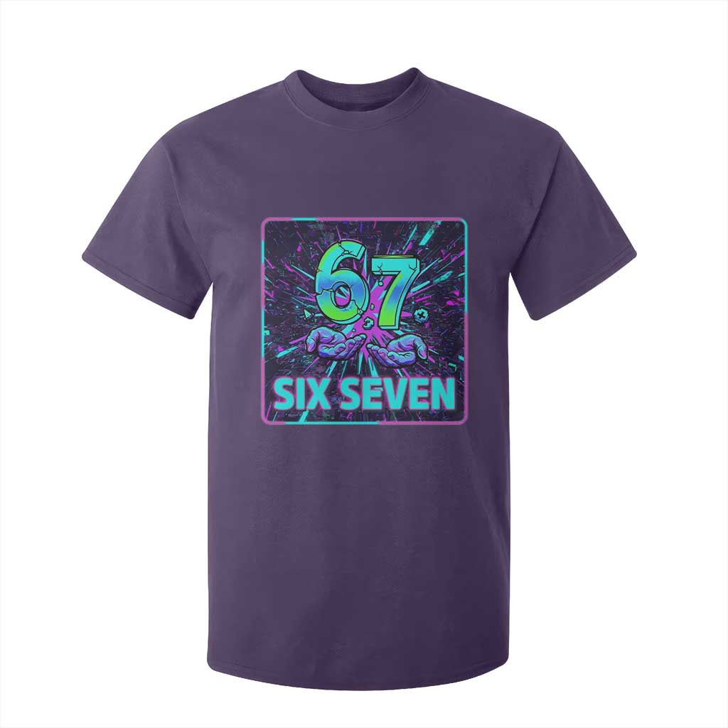Funny Six Seven Meme T Shirt For Kid Cyberpunk Neon Style TS12 Purple Print Your Wear