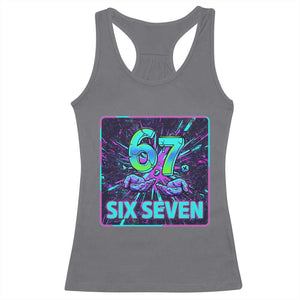 Funny Six Seven Meme Racerback Tank Top Cyberpunk Neon Style TS12 Charcoal Print Your Wear