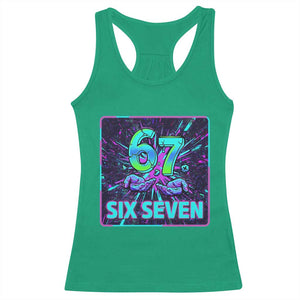 Funny Six Seven Meme Racerback Tank Top Cyberpunk Neon Style TS12 Irish Green Print Your Wear