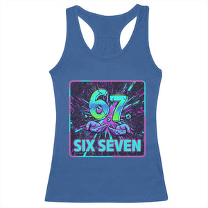 Funny Six Seven Meme Racerback Tank Top Cyberpunk Neon Style TS12 Royal Blue Print Your Wear