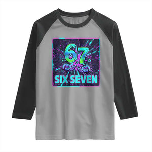 Funny Six Seven Meme Raglan Shirt Cyberpunk Neon Style TS12 Sport Gray Black Print Your Wear