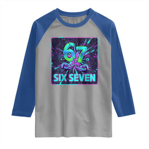 Funny Six Seven Meme Raglan Shirt Cyberpunk Neon Style TS12 Sport Gray Royal Print Your Wear