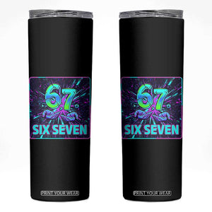 Funny Six Seven Meme Skinny Tumbler Cyberpunk Neon Style TS12 Black Print Your Wear