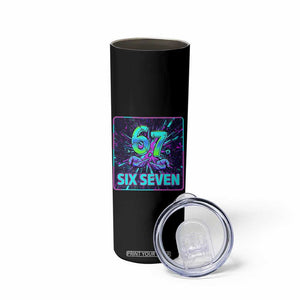 Funny Six Seven Meme Skinny Tumbler Cyberpunk Neon Style TS12 Print Your Wear