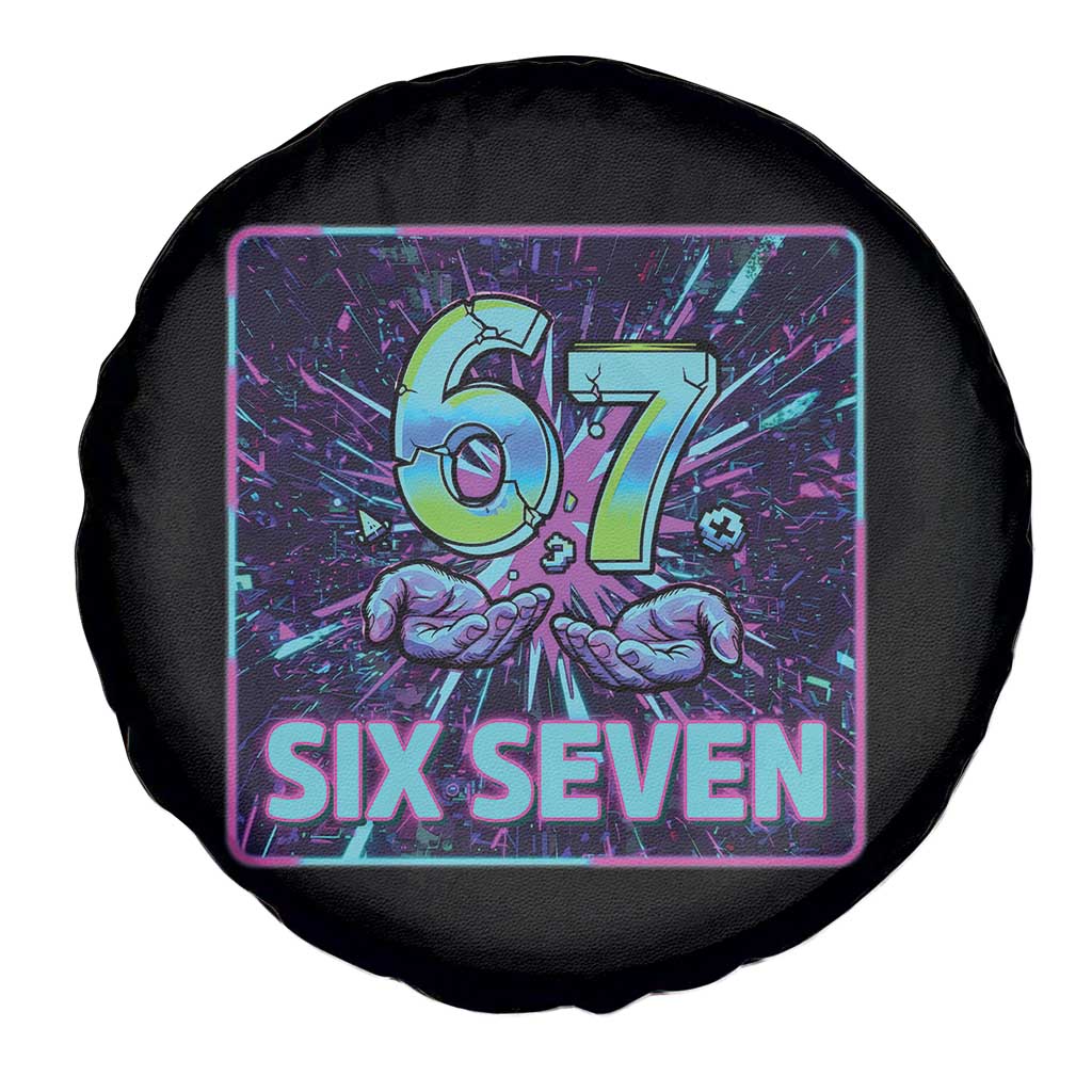 Funny Six Seven Meme Spare Tire Cover Cyberpunk Neon Style TS12 Print Your Wear