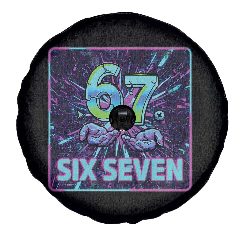 Funny Six Seven Meme Spare Tire Cover Cyberpunk Neon Style TS12 Print Your Wear