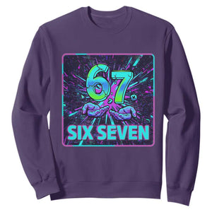 Funny Six Seven Meme Sweatshirt Cyberpunk Neon Style TS12 Purple Print Your Wear