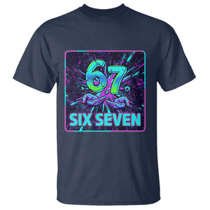 Funny Six Seven Meme T Shirt Cyberpunk Neon Style TS12 Navy Print Your Wear