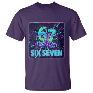 Funny Six Seven Meme T Shirt Cyberpunk Neon Style TS12 Purple Print Your Wear