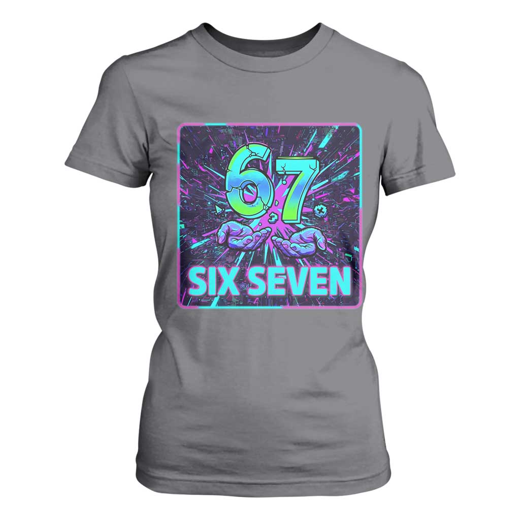 Funny Six Seven Meme T Shirt For Women Cyberpunk Neon Style TS12 Charcoal Print Your Wear