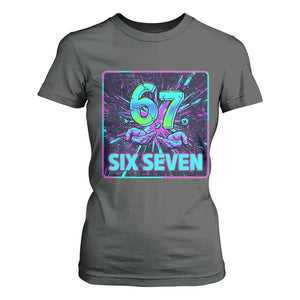 Funny Six Seven Meme T Shirt For Women Cyberpunk Neon Style TS12 Dark Heather Print Your Wear