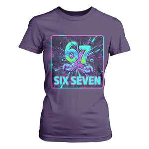 Funny Six Seven Meme T Shirt For Women Cyberpunk Neon Style TS12 Purple Print Your Wear