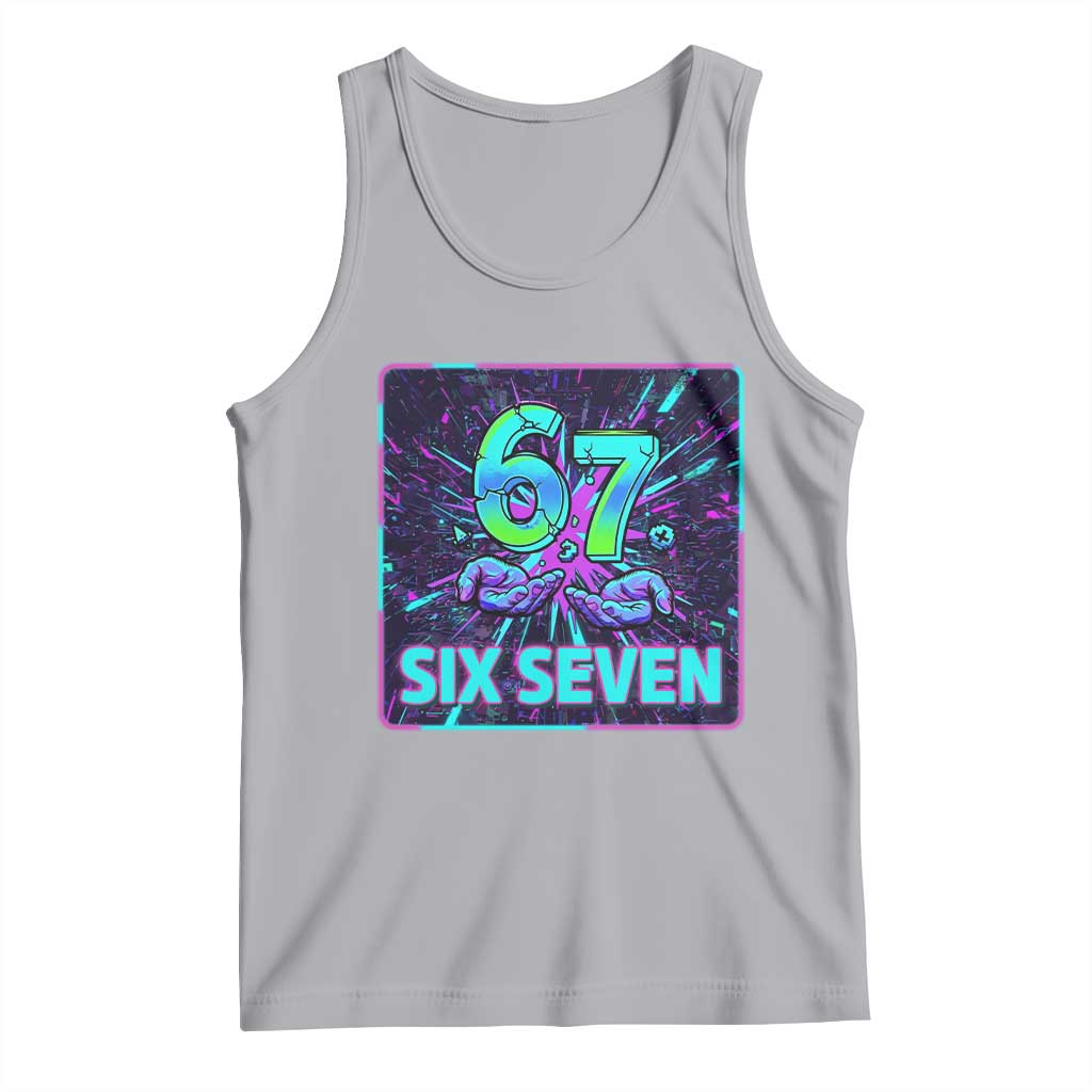 Funny Six Seven Meme Tank Top Cyberpunk Neon Style TS12 Athletic Heather Print Your Wear