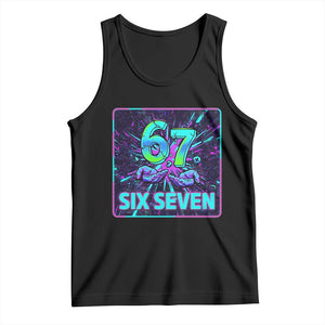 Funny Six Seven Meme Tank Top Cyberpunk Neon Style TS12 Black Print Your Wear