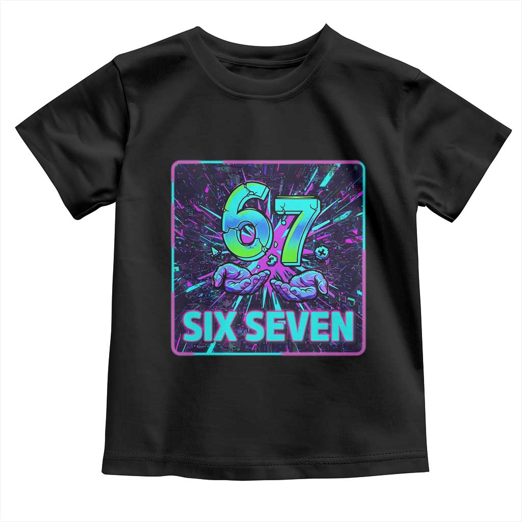 Funny Six Seven Meme Toddler T Shirt Cyberpunk Neon Style TS12 Black Print Your Wear