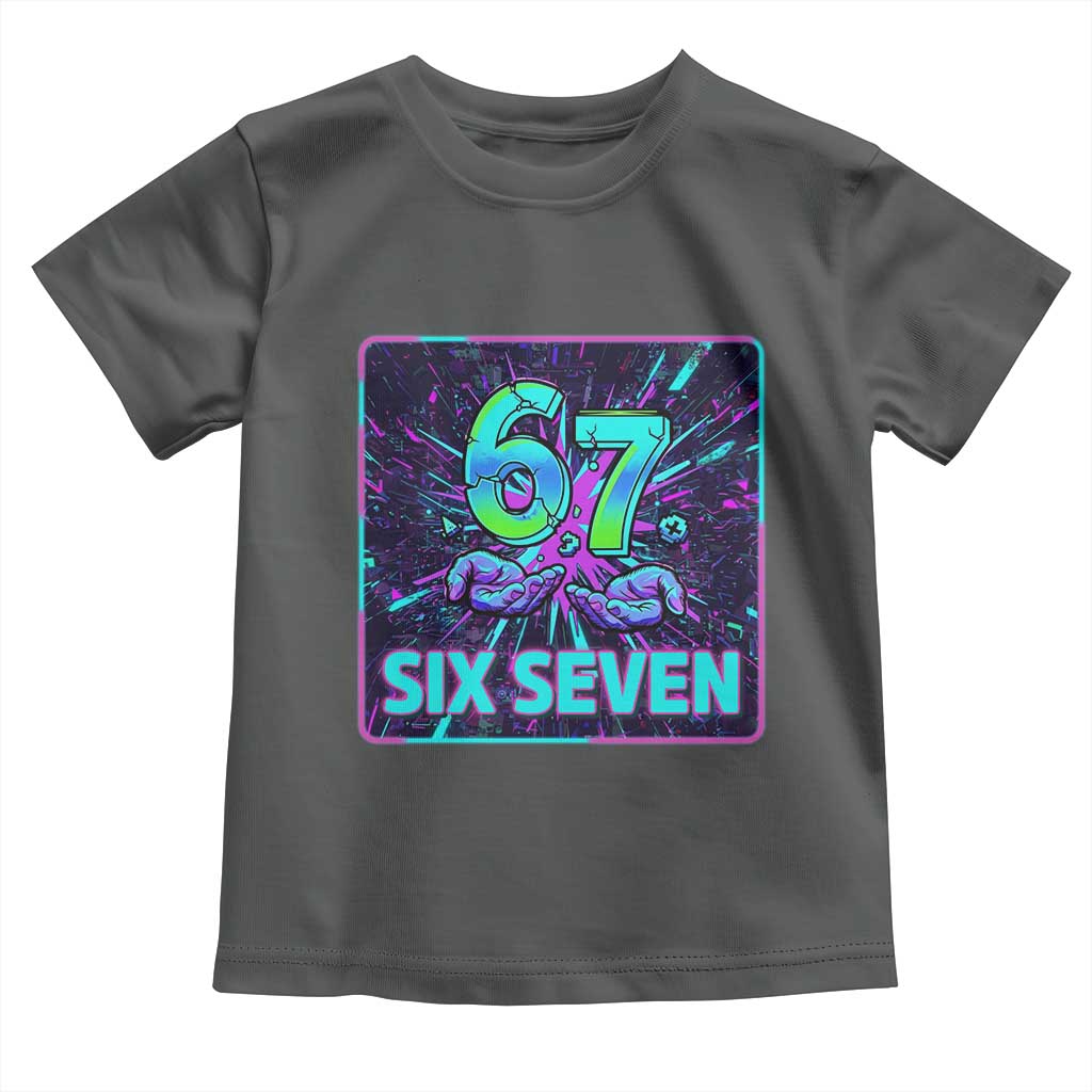 Funny Six Seven Meme Toddler T Shirt Cyberpunk Neon Style TS12 Dark Heather Print Your Wear