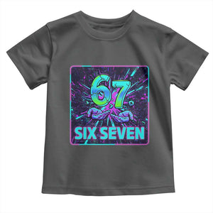 Funny Six Seven Meme Toddler T Shirt Cyberpunk Neon Style TS12 Dark Heather Print Your Wear