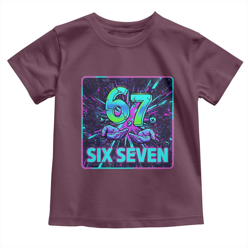 Funny Six Seven Meme Toddler T Shirt Cyberpunk Neon Style TS12 Maroon Print Your Wear