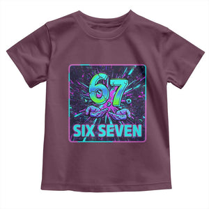 Funny Six Seven Meme Toddler T Shirt Cyberpunk Neon Style TS12 Maroon Print Your Wear