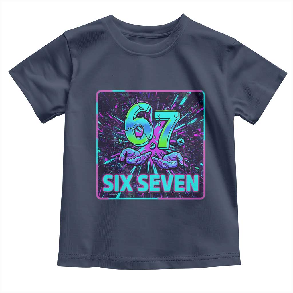 Funny Six Seven Meme Toddler T Shirt Cyberpunk Neon Style TS12 Navy Print Your Wear