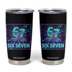 Funny Six Seven Meme Tumbler Cup Cyberpunk Neon Style TS12 Black Print Your Wear