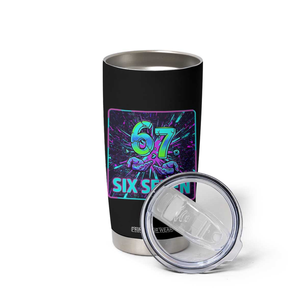 Funny Six Seven Meme Tumbler Cup Cyberpunk Neon Style TS12 Print Your Wear