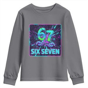Funny Six Seven Meme Youth Sweatshirt Cyberpunk Neon Style TS12 Charcoal Print Your Wear