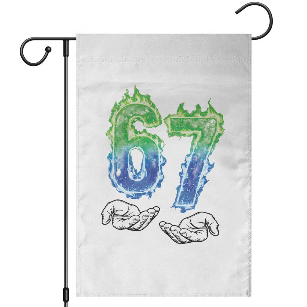 Green Fire Flame Six Seven Garden Flag Trendy Meme Gift TS12 White Print Your Wear