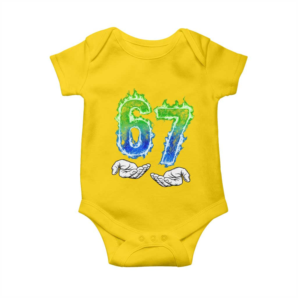Green Fire Flame Six Seven Baby Onesie Trendy Meme Gift TS12 Daisy Print Your Wear