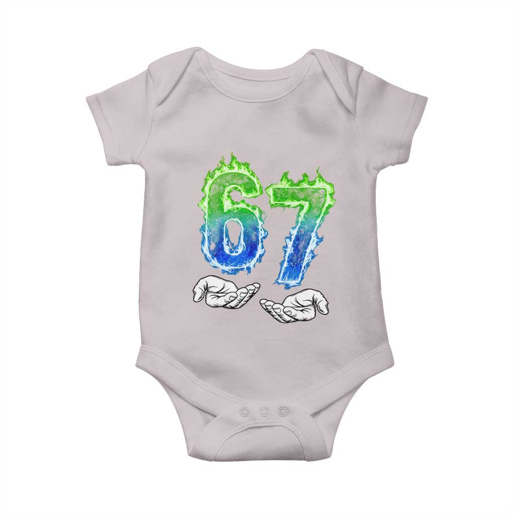 Green Fire Flame Six Seven Baby Onesie Trendy Meme Gift TS12 Ice Gray Print Your Wear
