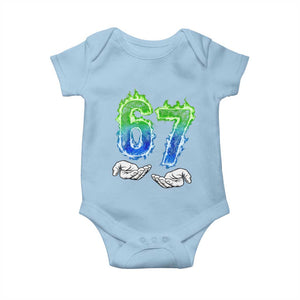 Green Fire Flame Six Seven Baby Onesie Trendy Meme Gift TS12 Light Blue Print Your Wear