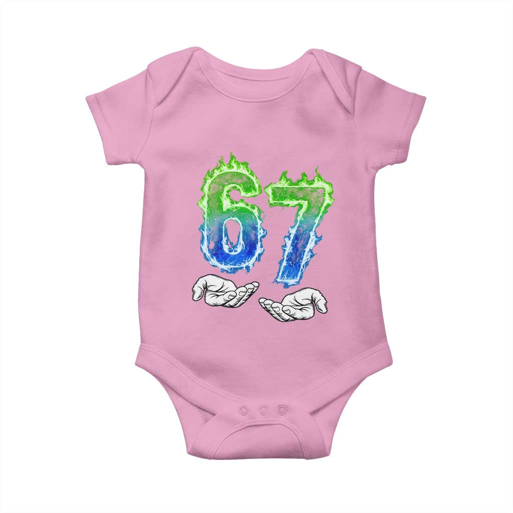 Green Fire Flame Six Seven Baby Onesie Trendy Meme Gift TS12 Light Pink Print Your Wear