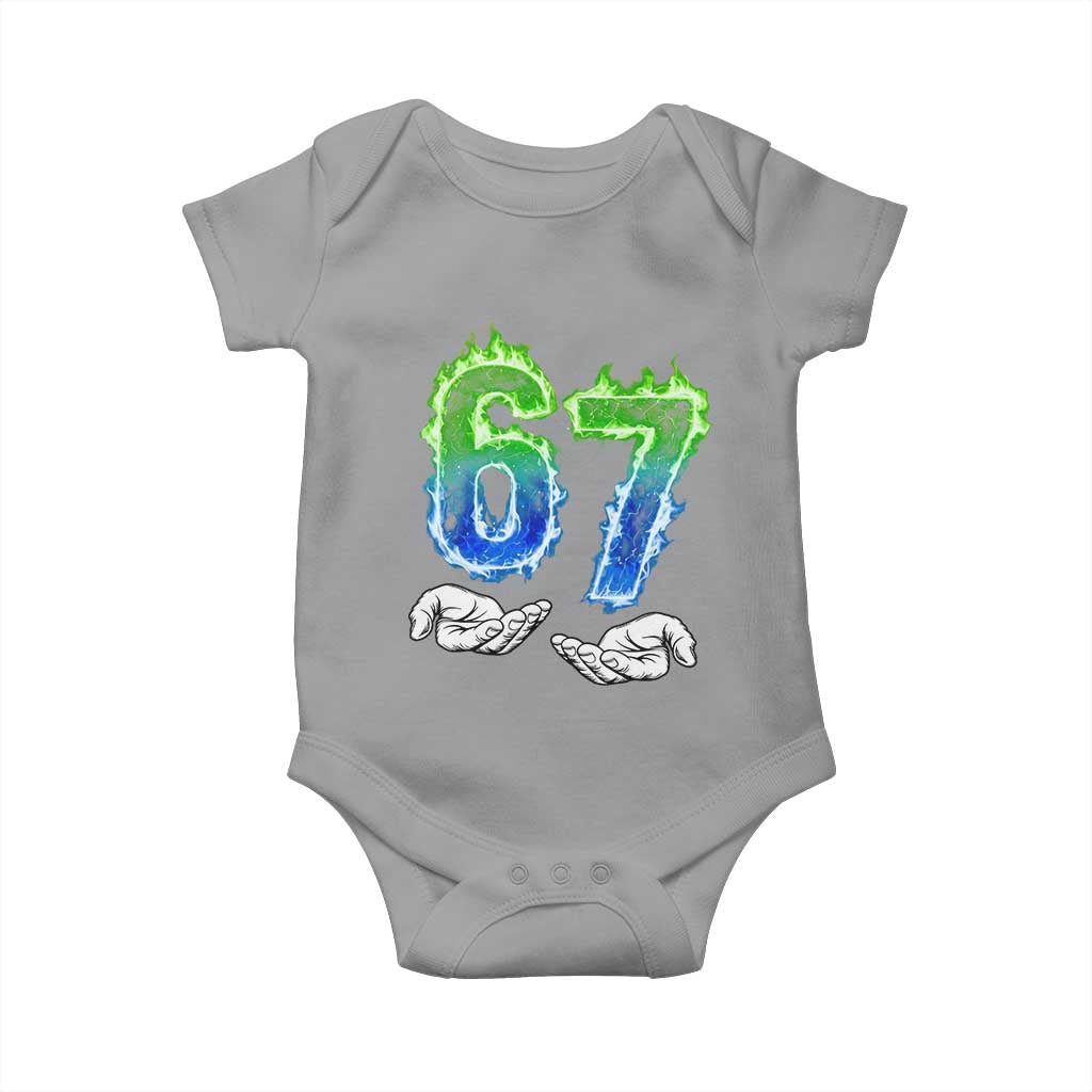 Green Fire Flame Six Seven Baby Onesie Trendy Meme Gift TS12 Sport Gray Print Your Wear