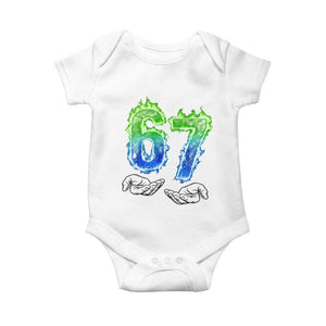 Green Fire Flame Six Seven Baby Onesie Trendy Meme Gift TS12 White Print Your Wear