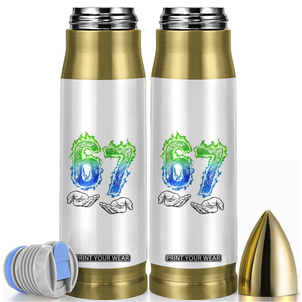 Green Fire Flame Six Seven Bullet Tumbler Trendy Meme Gift TS12 White Print Your Wear