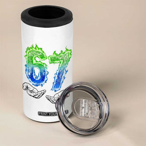 Green Fire Flame Six Seven 4 in 1 Can Cooler Tumbler Trendy Meme Gift TS12 Print Your Wear