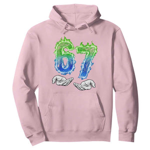Green Fire Flame Six Seven Hoodie Trendy Meme Gift TS12 Light Pink Print Your Wear
