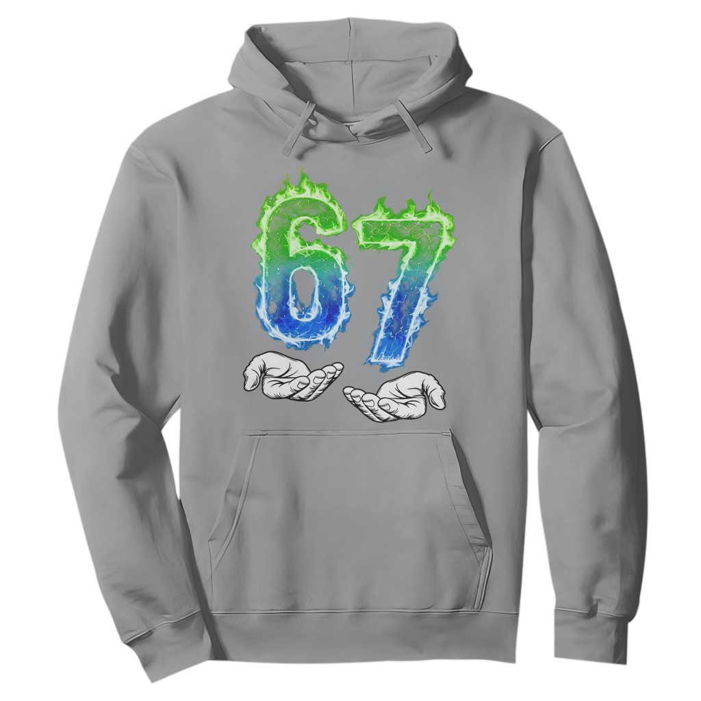 Green Fire Flame Six Seven Hoodie Trendy Meme Gift TS12 Sport Gray Print Your Wear