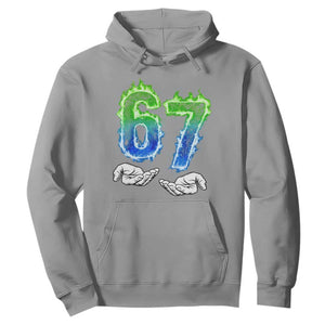 Green Fire Flame Six Seven Hoodie Trendy Meme Gift TS12 Sport Gray Print Your Wear