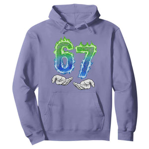 Green Fire Flame Six Seven Hoodie Trendy Meme Gift TS12 Violet Print Your Wear