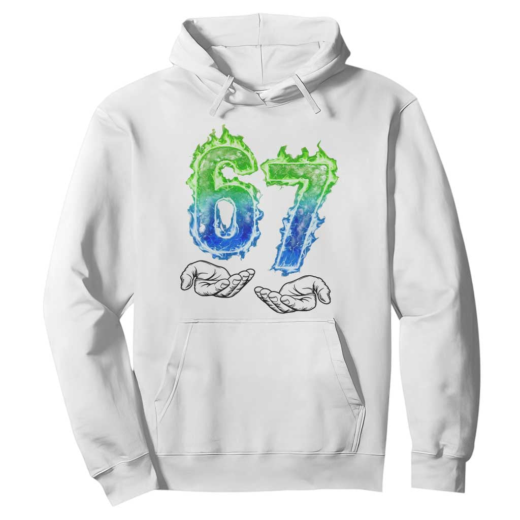 Green Fire Flame Six Seven Hoodie Trendy Meme Gift TS12 White Print Your Wear