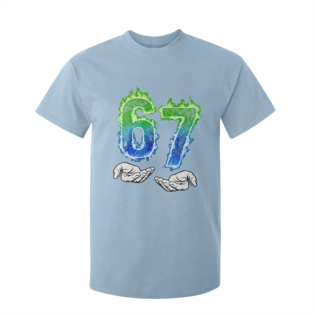 Green Fire Flame Six Seven T Shirt For Kid Trendy Meme Gift TS12 Light Blue Print Your Wear
